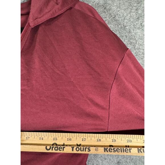 Fabletics Sweater Women Large Red Pull On Hooded Stretch Activewear Gym - Picture 3 of 6